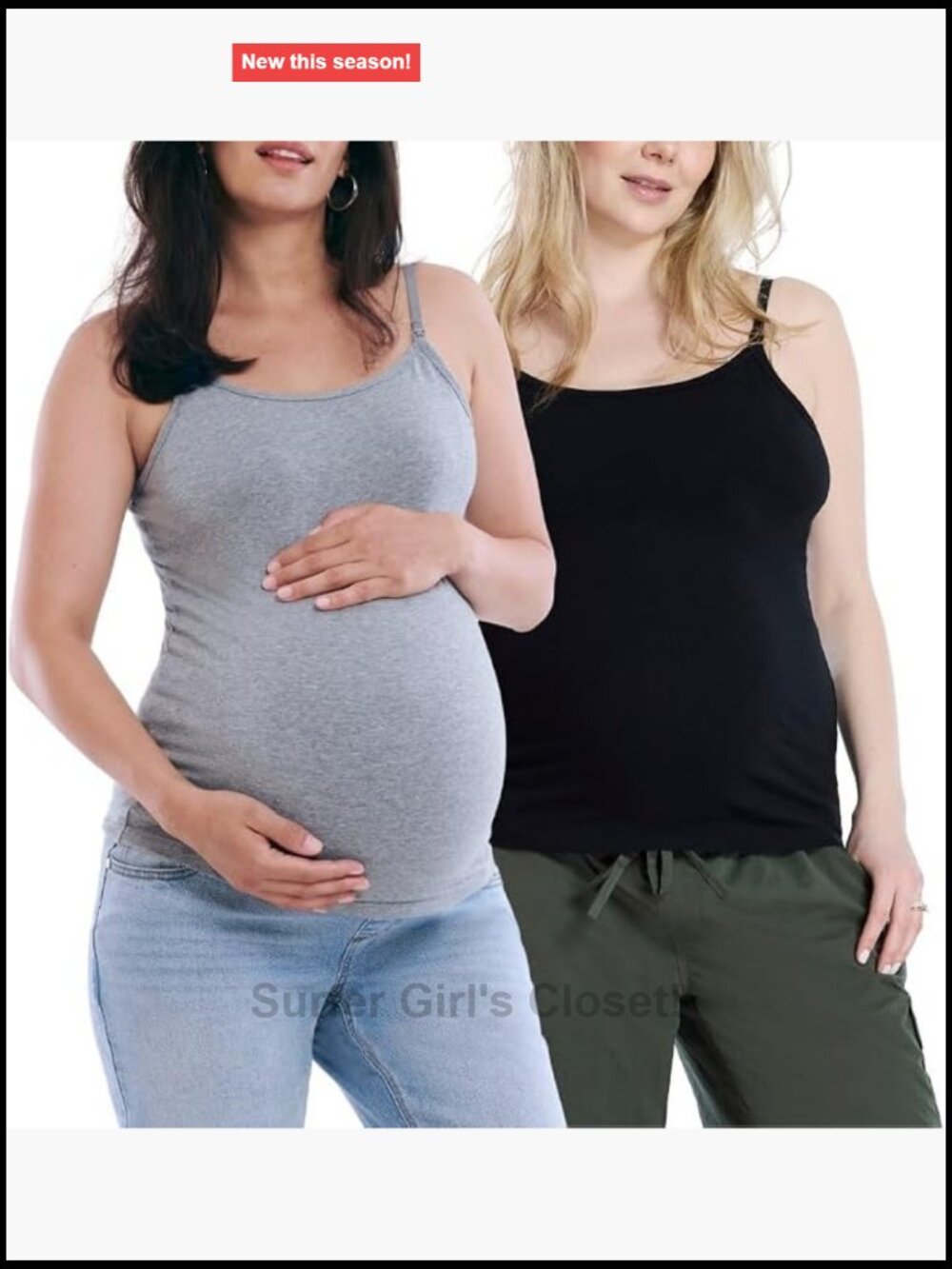 2 Pack Clip Down Nursing Tank Top Cami with Built-In Shelf Bra Adjustable